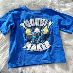 Gremlins Stripe Trouble Maker Graphic Tee Shirt T-shirt Blue Boys size XXS 4/5